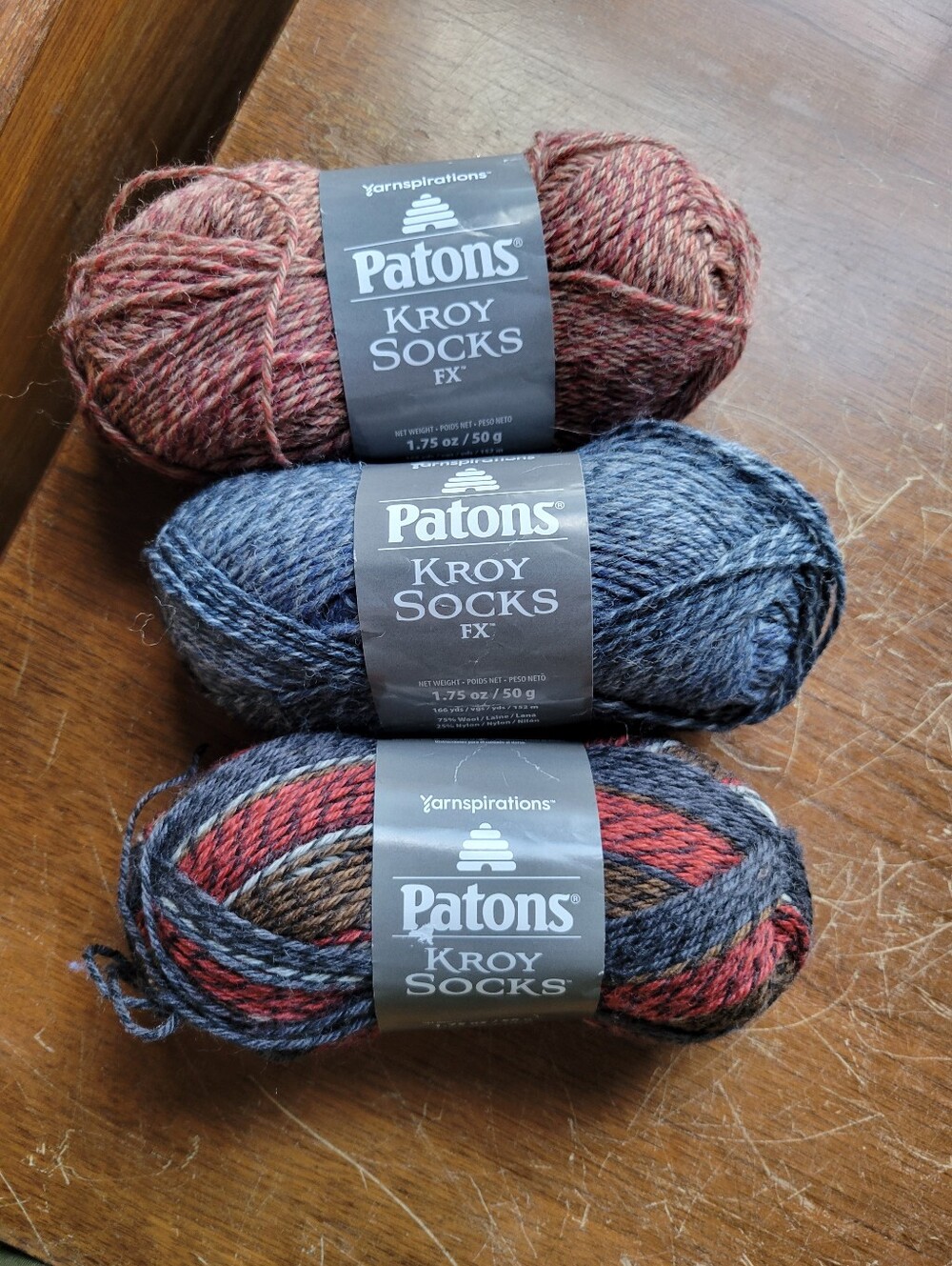 Lot Of 3 Patons Kroy Socks FX self-patterning fingering weight yarn